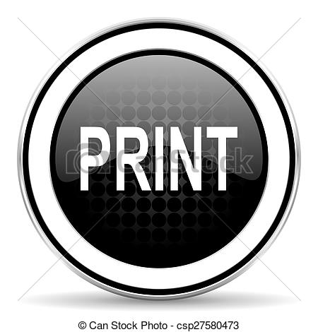 450x470 Print Icon, Black Chrome Button