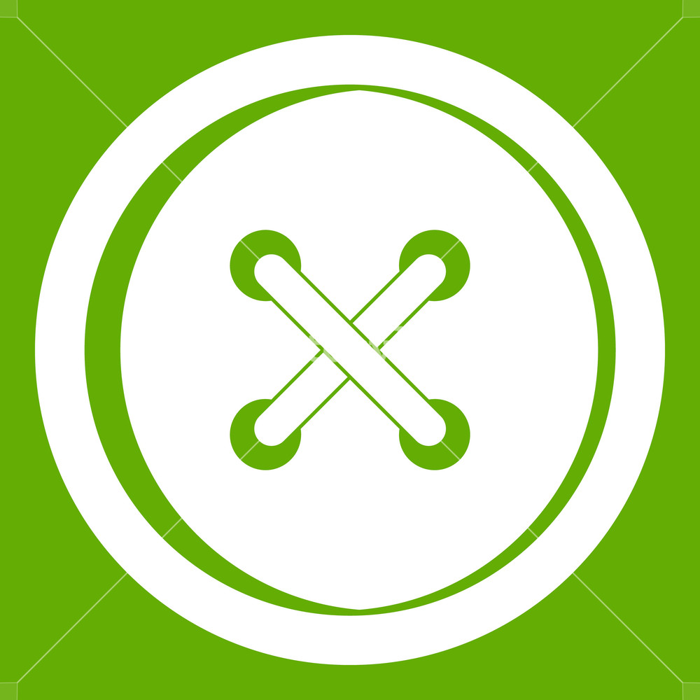 1000x1000 Plastic Button Icon White Isolated On Green Background Vector