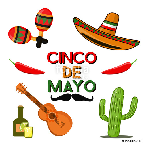 500x500 Cinco De Mayo Celebration In Mex Icons Set, Design Element