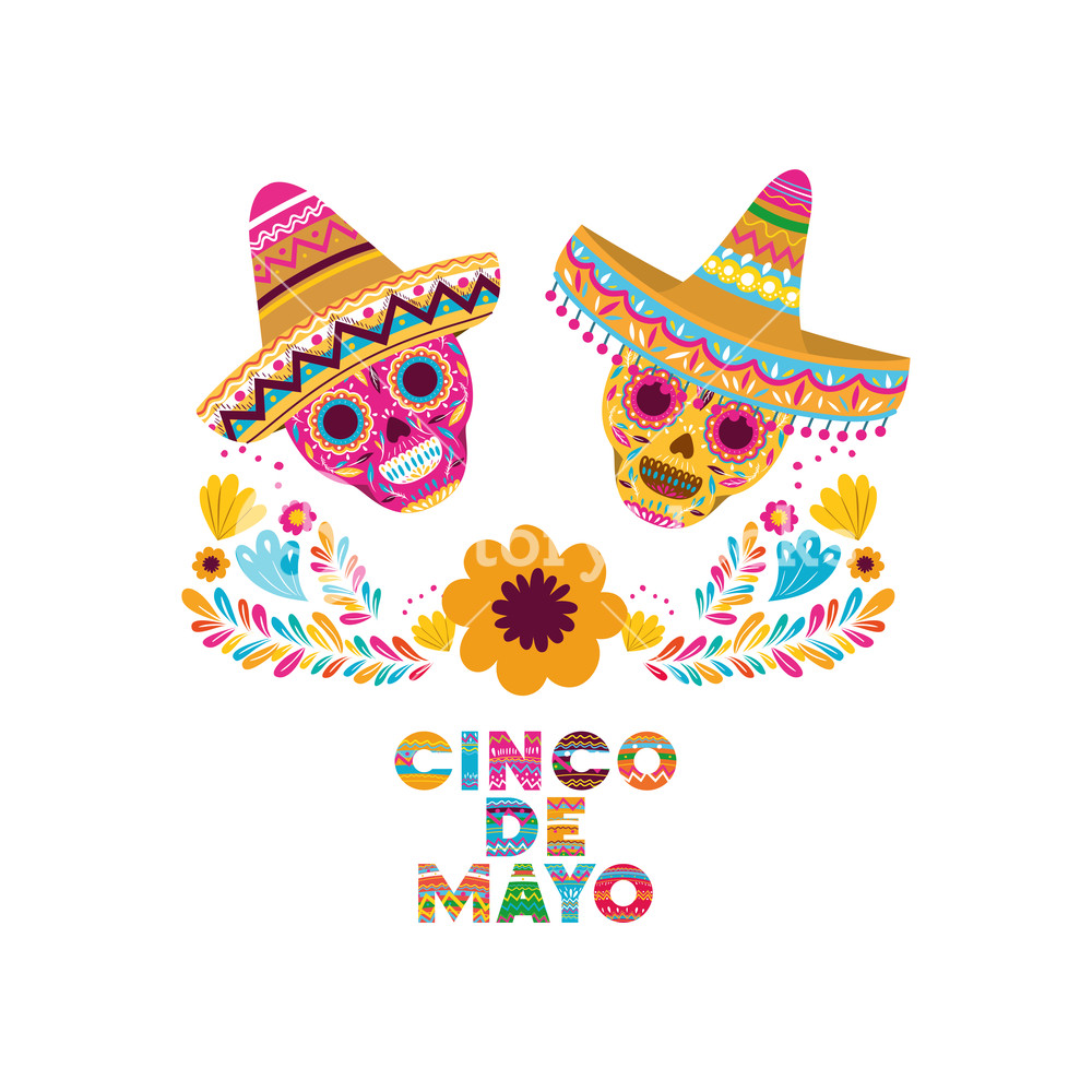 1000x1000 Cinco De Mayo Label Skull Isolated Icon Vector Illustration Design