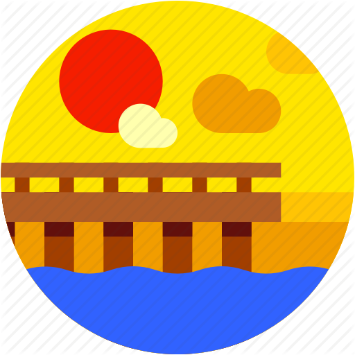 512x512 Beach, Circle, Dock, Flat Icon, Landscape, Sunrise, Sunset Icon