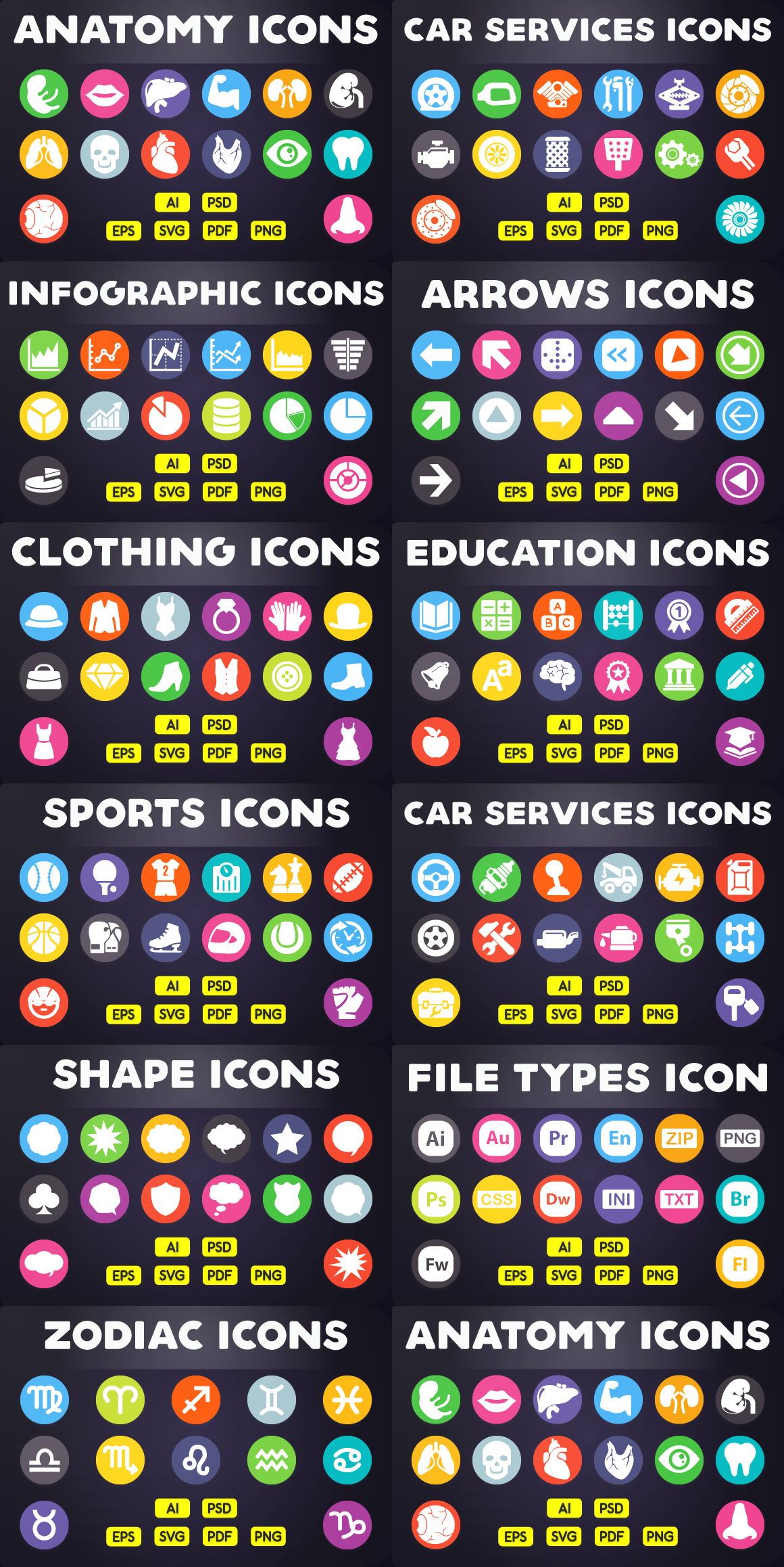 1160x2316 Circle Flat Icons Bundle Colorful Icon Pack On Behance