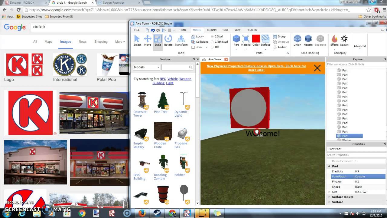 1280x720 Making Circle K Logo Roblox!