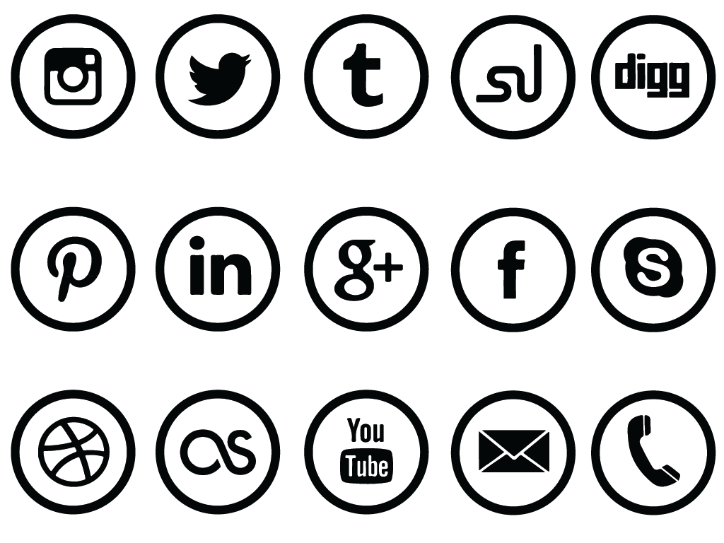 1024x768 Circle Social Media Icons