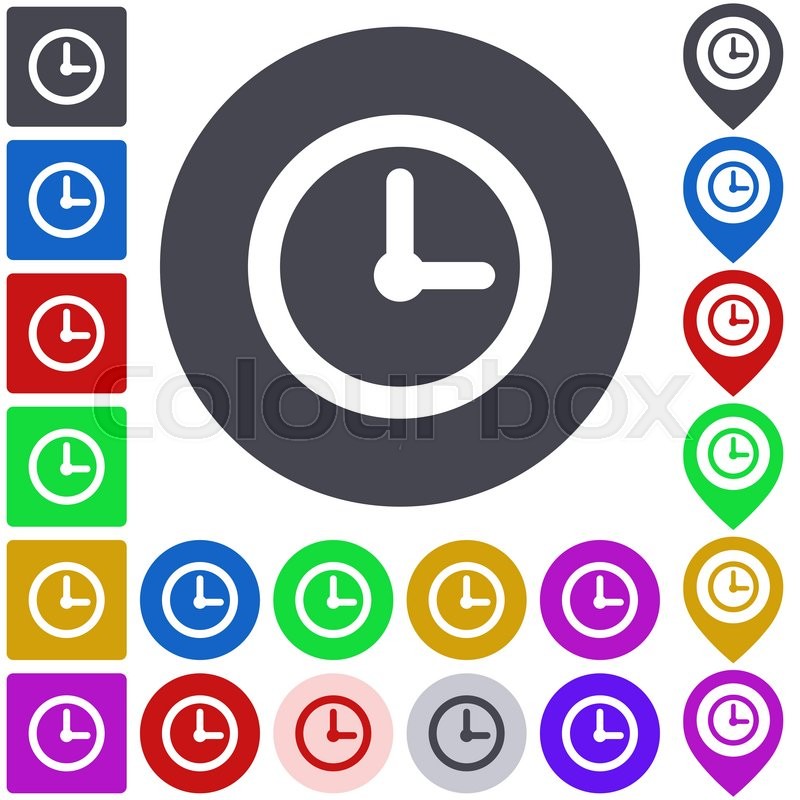 800x800 Color Time Icon Set Square, Circle Stock Vector Colourbox
