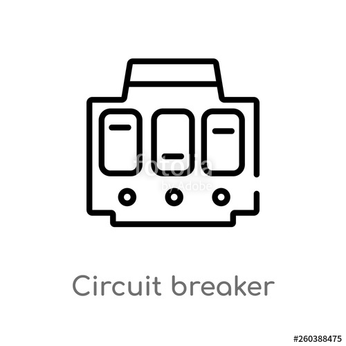 500x500 Outline Circuit Breaker Vector Icon Isolated Black Simple Line