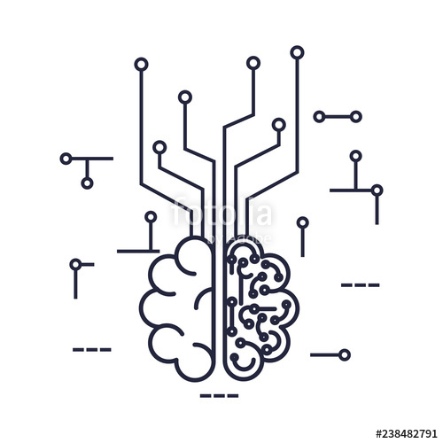 500x500 Brain With Circuit Icon Stock Image And Royalty Free Vector