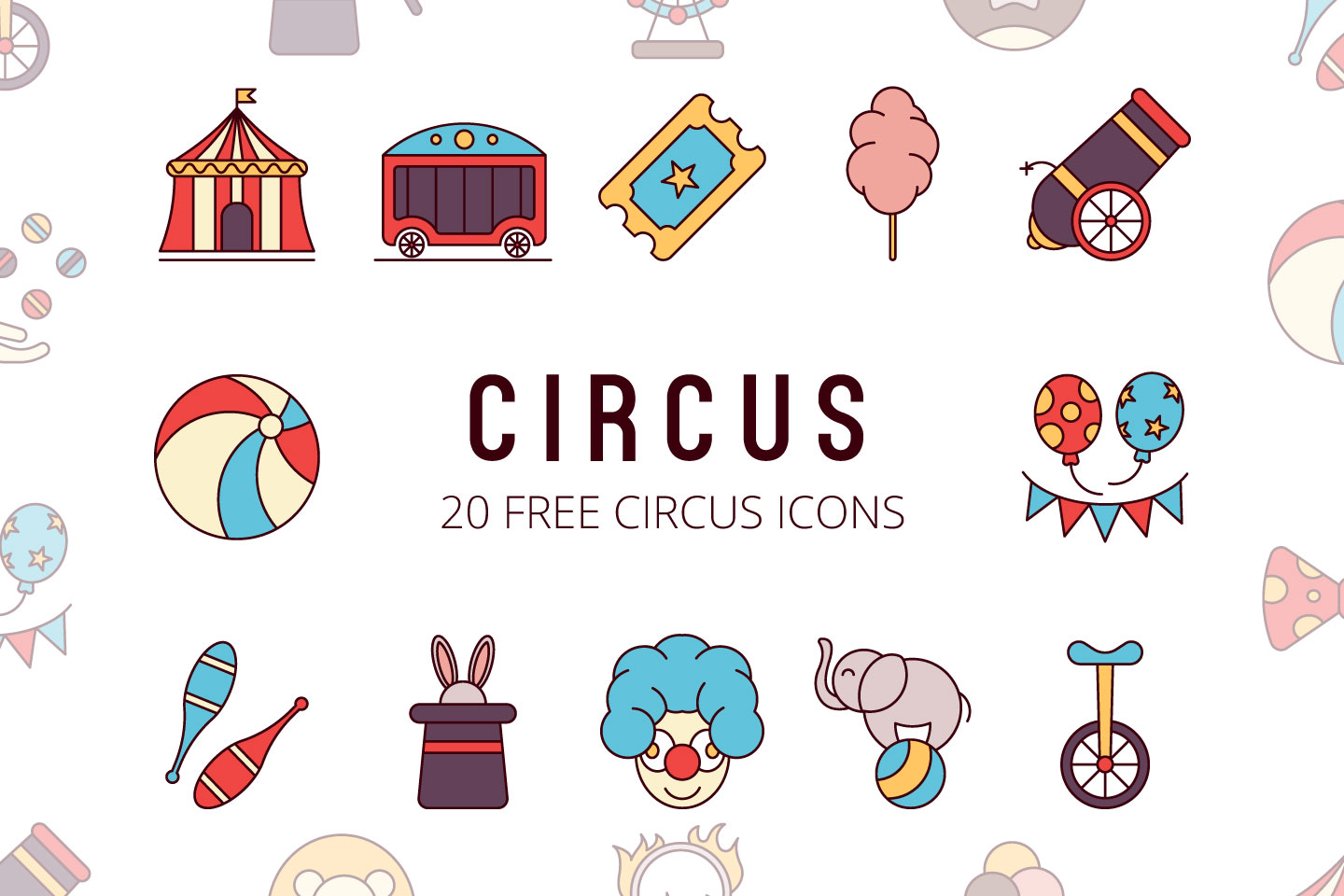 1440x960 Circus Vector Free Icon Set