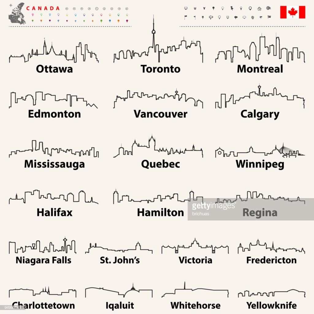 1024x1024 Vector Art Vector Abstract Otline Icons Of Canada Cities