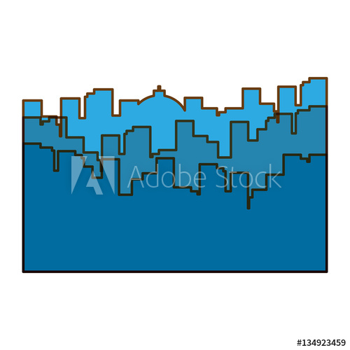 500x500 Abstract City Skyline In Blue Tones Icon Image Vector Illustration