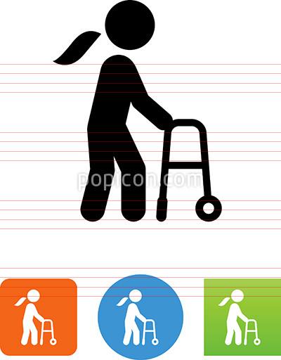 400x512 Female Senior Citizen With Walker Icon