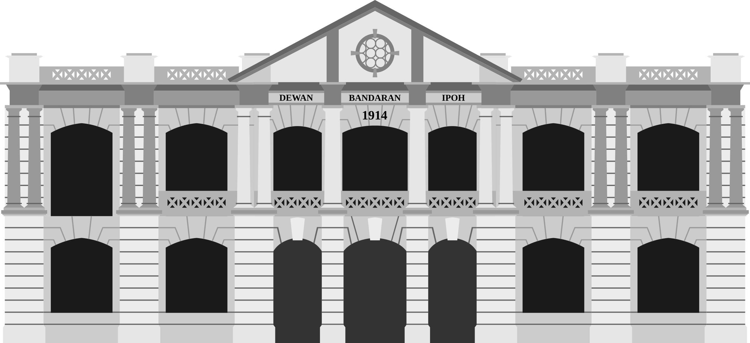 2400x1099 Ipoh City Hall Building Icons Png