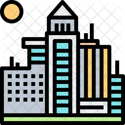 256x256 City Icon Of Colored Outline Style