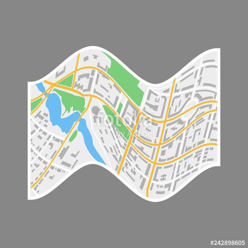 500x500 City Map Icon City Plan With Streets, Roads, Parks And River