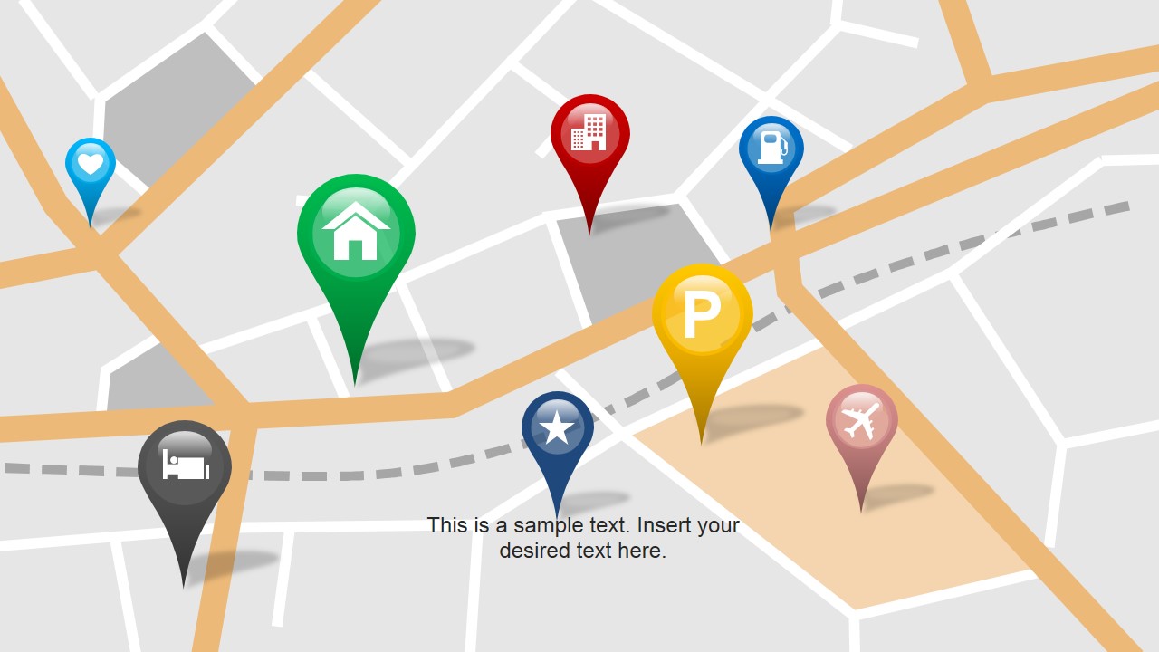 1280x720 Map With Gps Icons Powerpoint Template