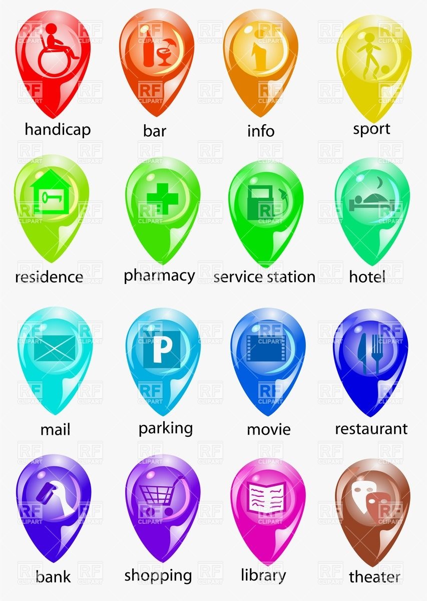 853x1200 Set Of Colorful City Map Icons Vector Image Of Icons And Emblems