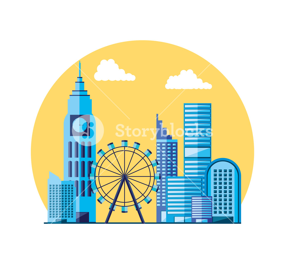 1000x924 Scene Day With Cityscape Icon Vector Illustration Design Royalty
