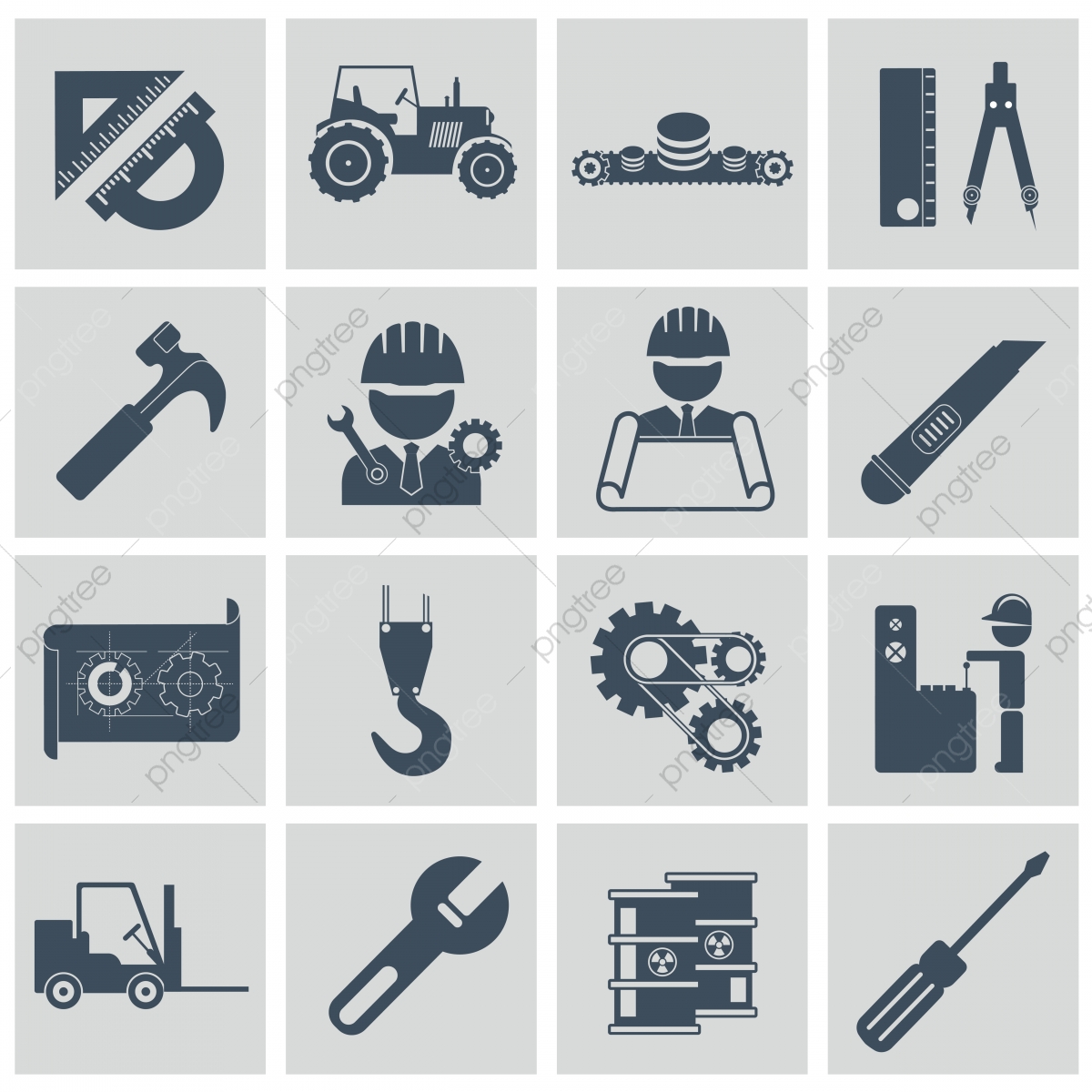 1200x1200 Engineering Icon Set Engineer Construction Equipment Machine