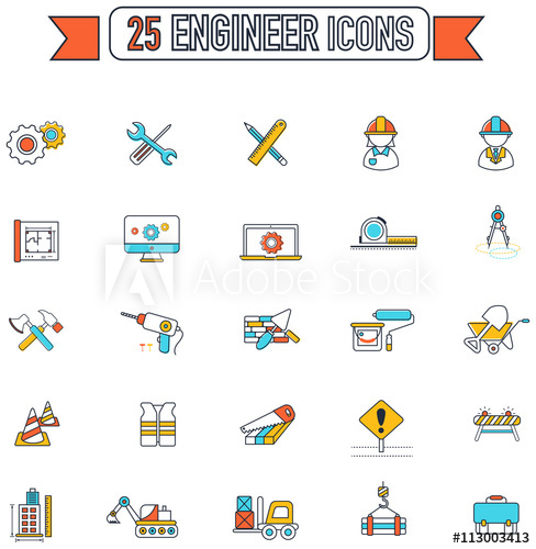 488x500 Flat Line Civil Engineering And Construction Site Icon And Tool