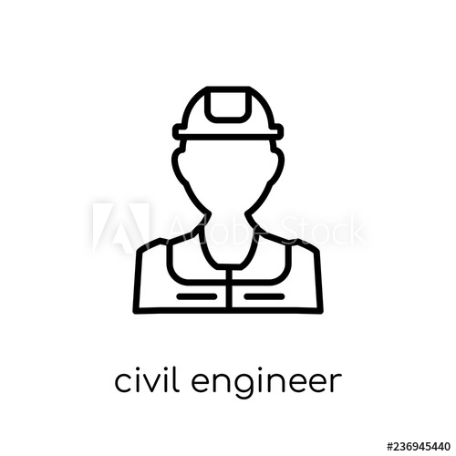 500x500 Civil Engineer Icon Trendy Modern Flat Linear Vector Civil