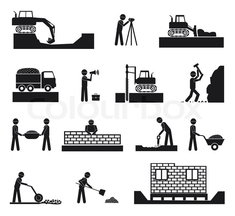 800x737 Set Of Builder Construction Industry Stock Vector Colourbox