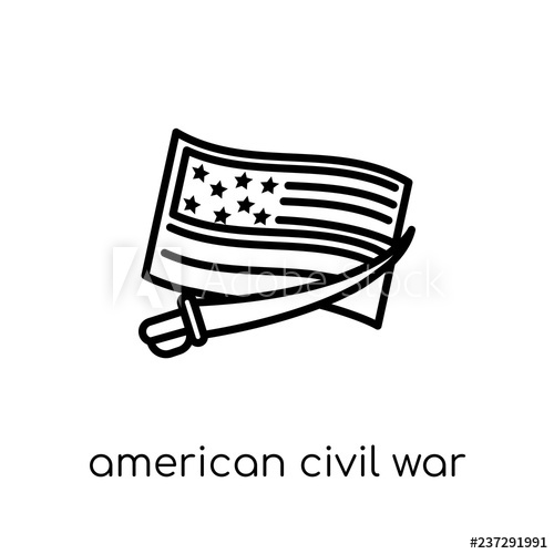 500x500 American Civil War Icon Trendy Modern Flat Linear Vector American