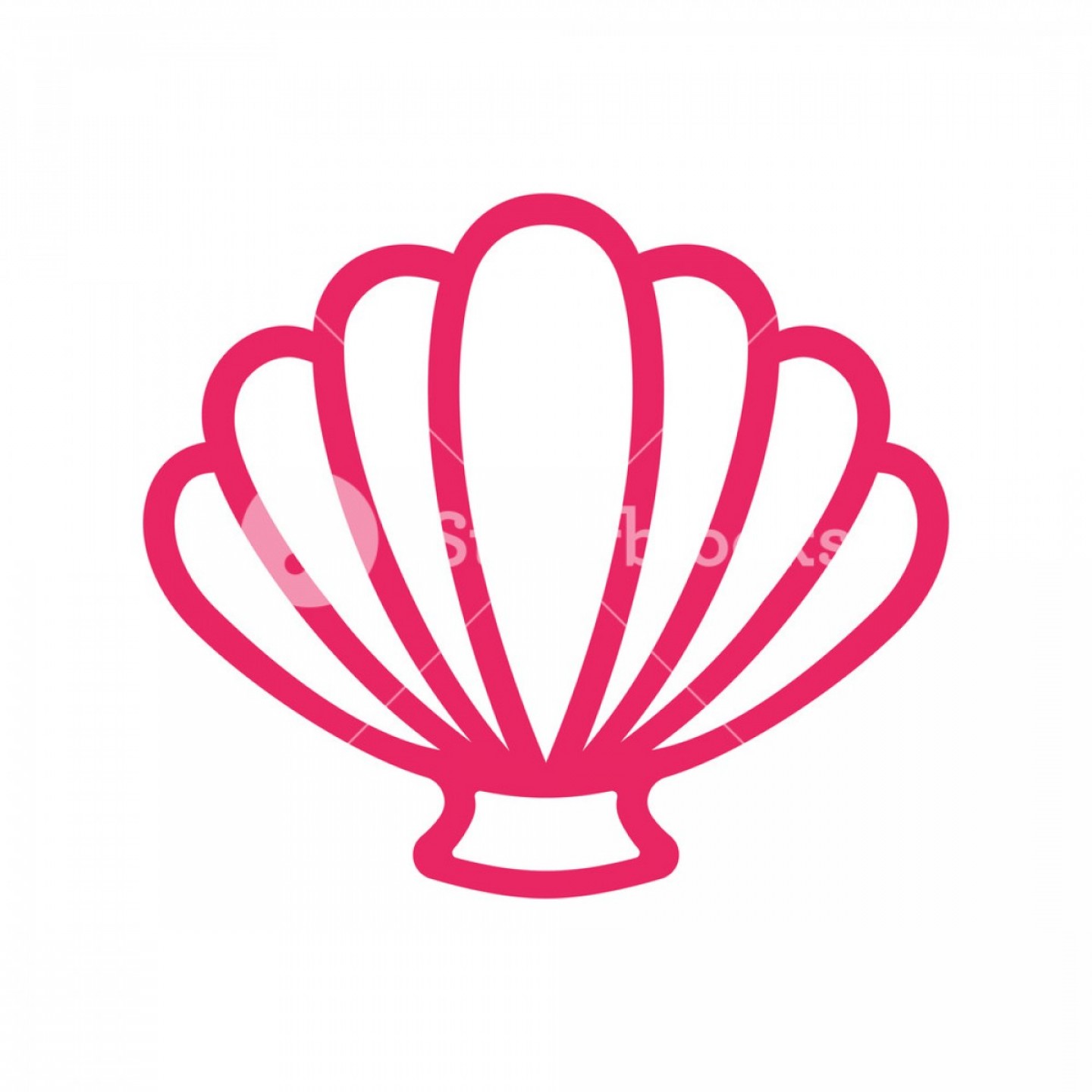 1440x1440 Outline Scallop Sea Shell Clam Conch Seashell Flat Vector Icon
