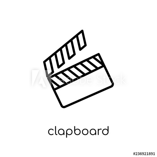 500x500 Clapboard Icon Trendy Modern Flat Linear Vector Clapboard Icon