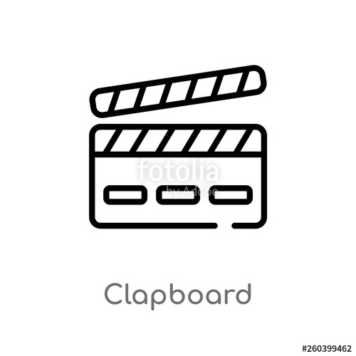 500x500 Outline Clapboard Vector Icon Isolated Black Simple Line Element
