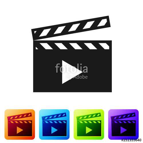 500x500 Black Movie Clapper Icon Isolated On White Background Film