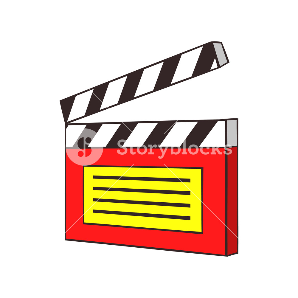 1000x1000 Clapperboard Icon In Cartoon Style Isolated On White Background