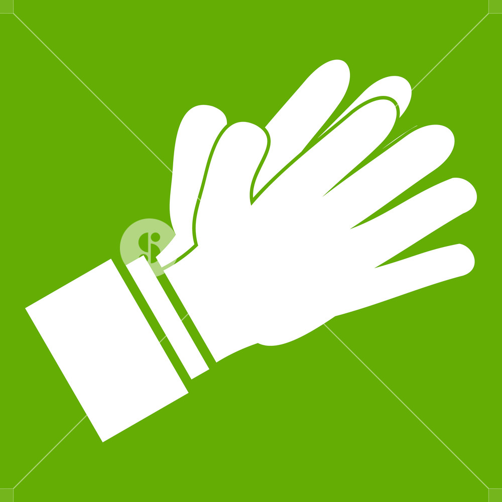 1000x1000 Clapping Applauding Hands Icon White Isolated On Green Background