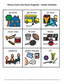 270x350 Picture Icons And Visual Supports School Schedule