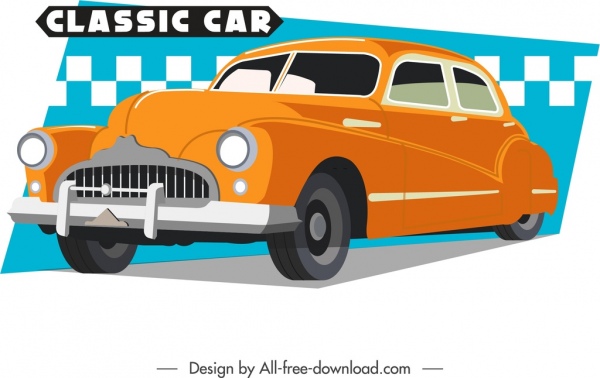 600x378 Classical Car Icon Orange Sketch Free Vector In Adobe