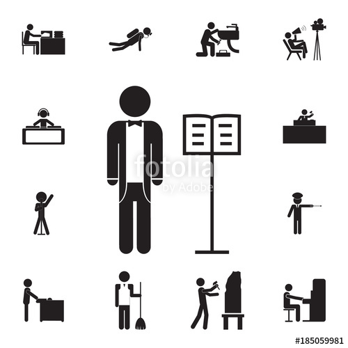 500x500 Singer Tailcoat Tuxedo Sings Classical Music Icon Set