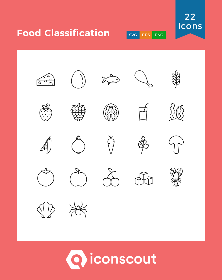 735x926 Food Classification Icon Pack