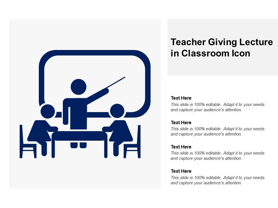 960x720 Teacher Giving Lecture In Classroom Icon Presentation Powerpoint