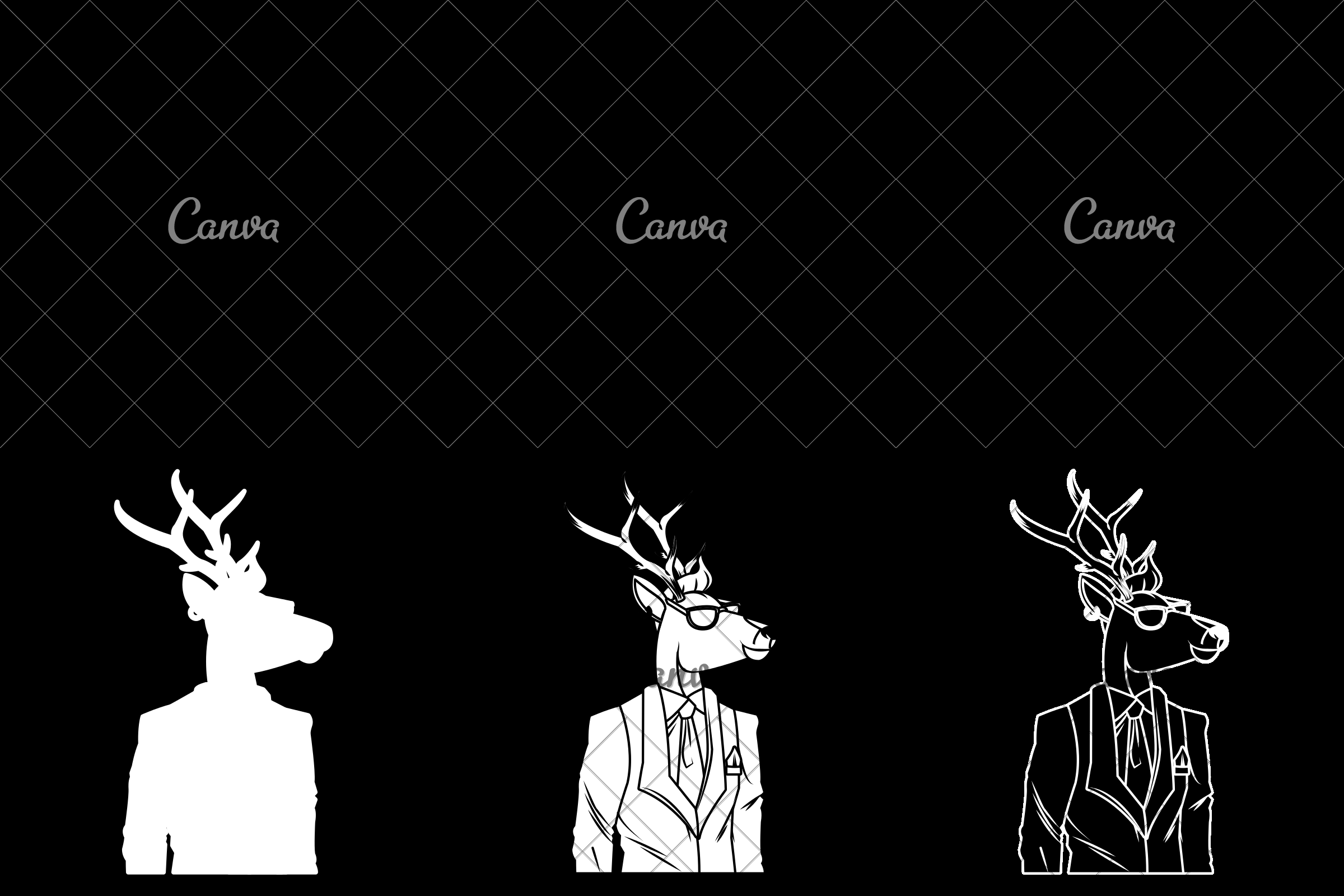 2400x1600 Classy Deer Stag Cartoon Icon