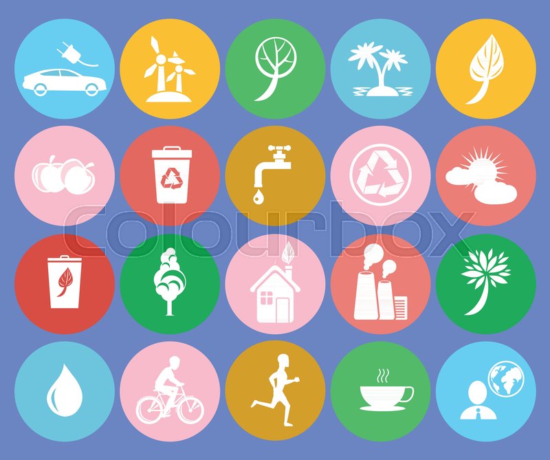 800x669 Ecology Themed Icons With Vector Stock Vector Colourbox