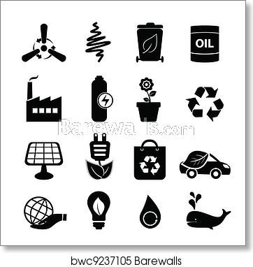 362x382 Clean Energy And Environment Icons, Art Print Barewalls Posters