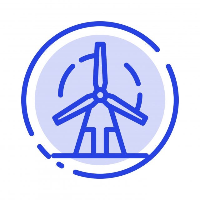 640x640 Clean Energy Green Power Windmill Blue Dotted Line Line Icon