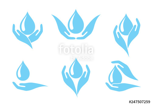 500x346 Hands Holding A Drop Of Water, Icon Set, Concept Of Clean Water