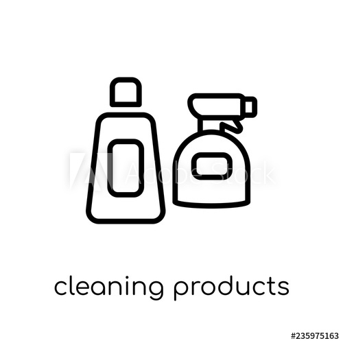 500x500 Cleaning Products Icon Trendy Modern Flat Linear Vector Cleaning