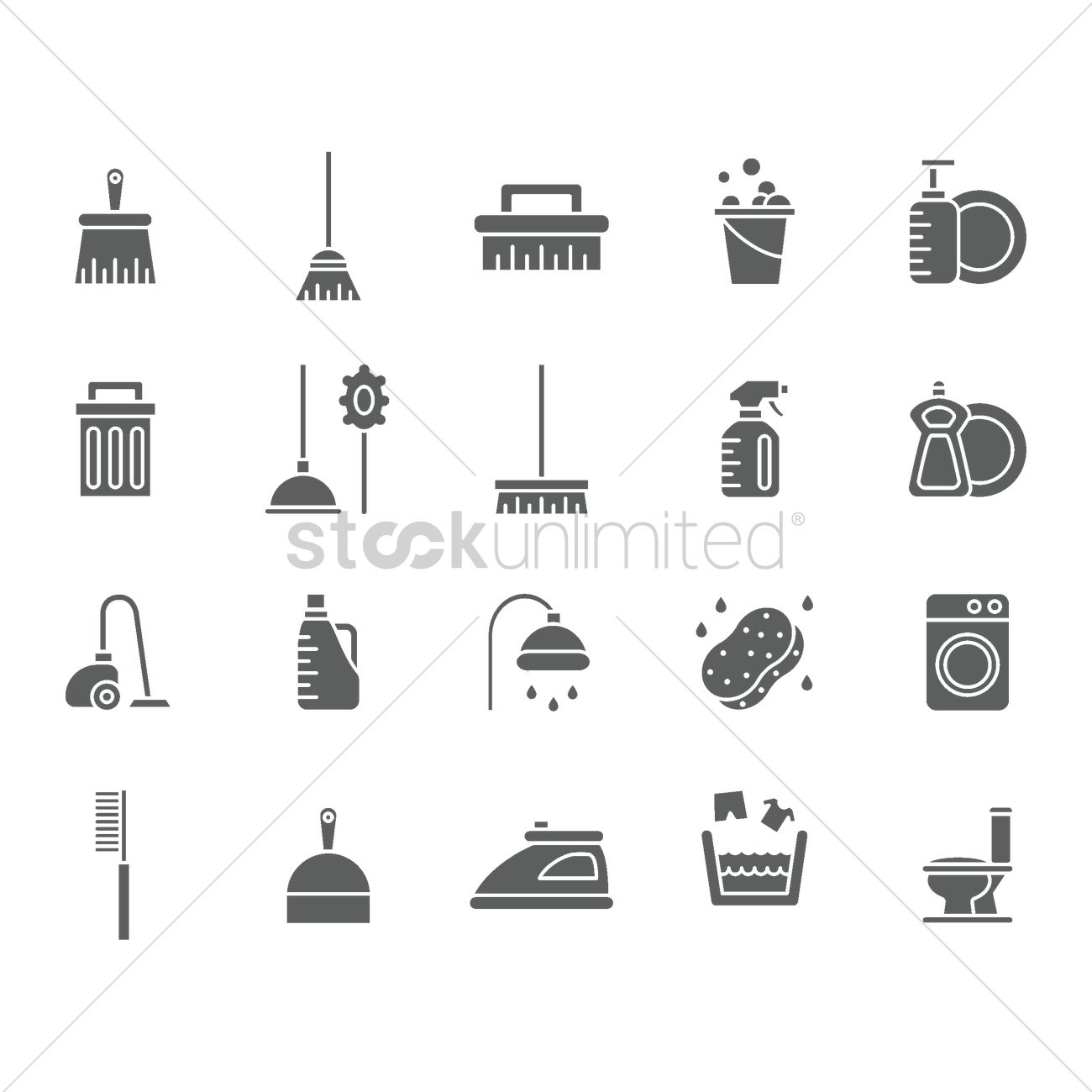 1300x1300 Collection Of Cleaning Supplies Icons Vector Image