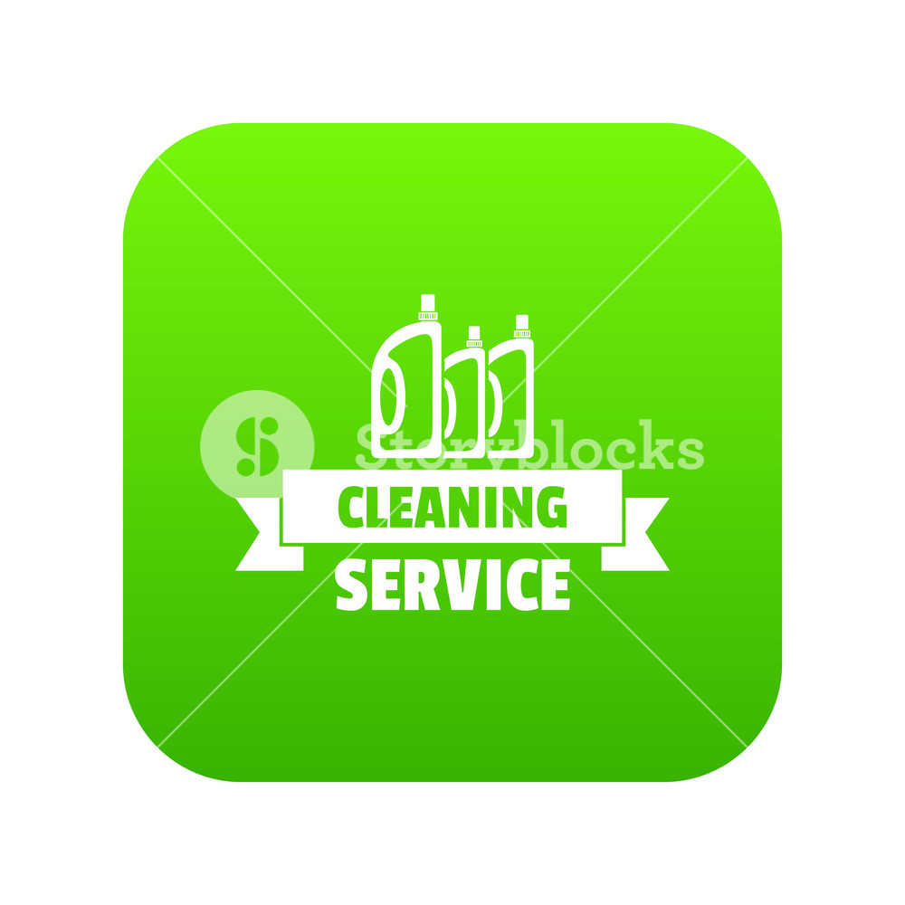 1000x1000 Cleaning Service Icon Green Vector Isolated On White Background