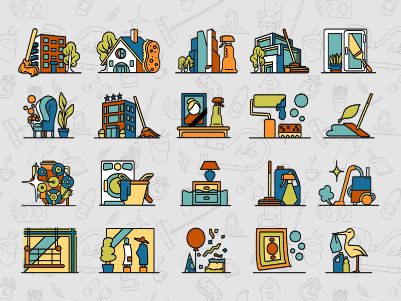 800x600 Cleaning Service Icon Set