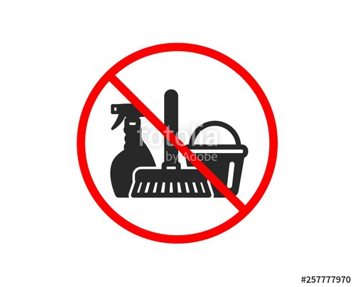 500x405 No Or Stop Cleaning Service Icon Spray, Bucket And Mop Symbol