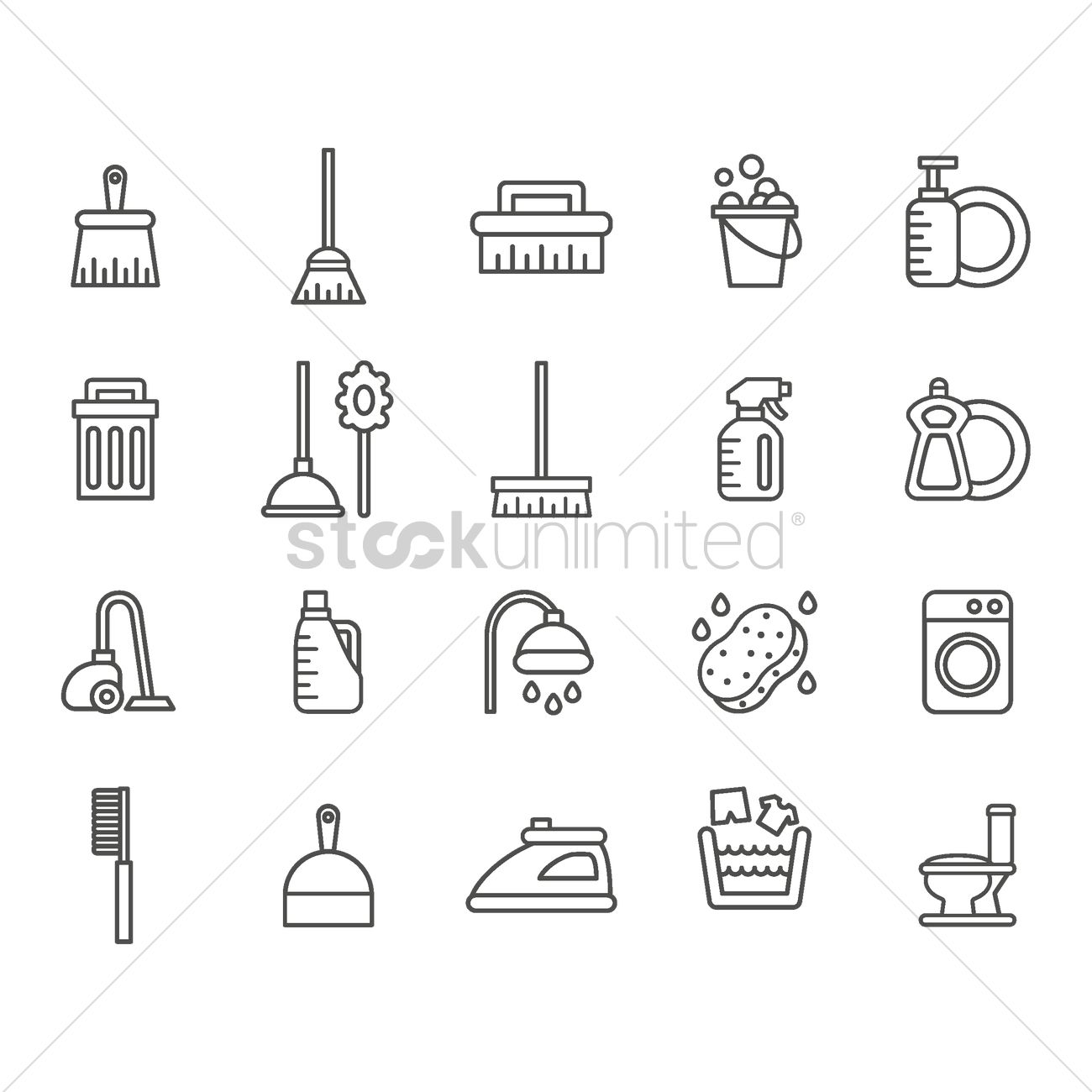 1300x1300 Collection Of Cleaning Supplies Icons Vector Image