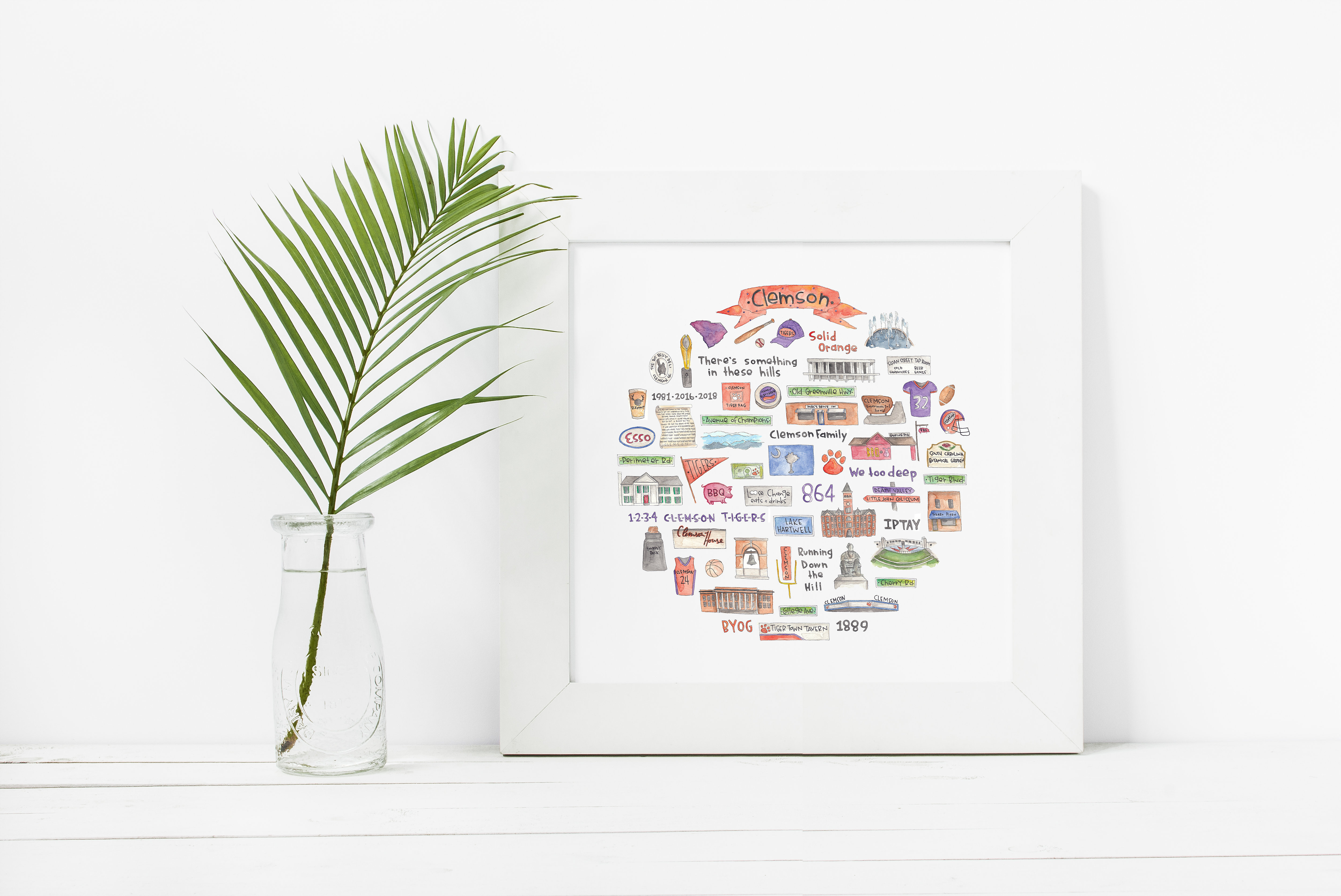 5000x3340 Clemson Sc Icon Watercolor