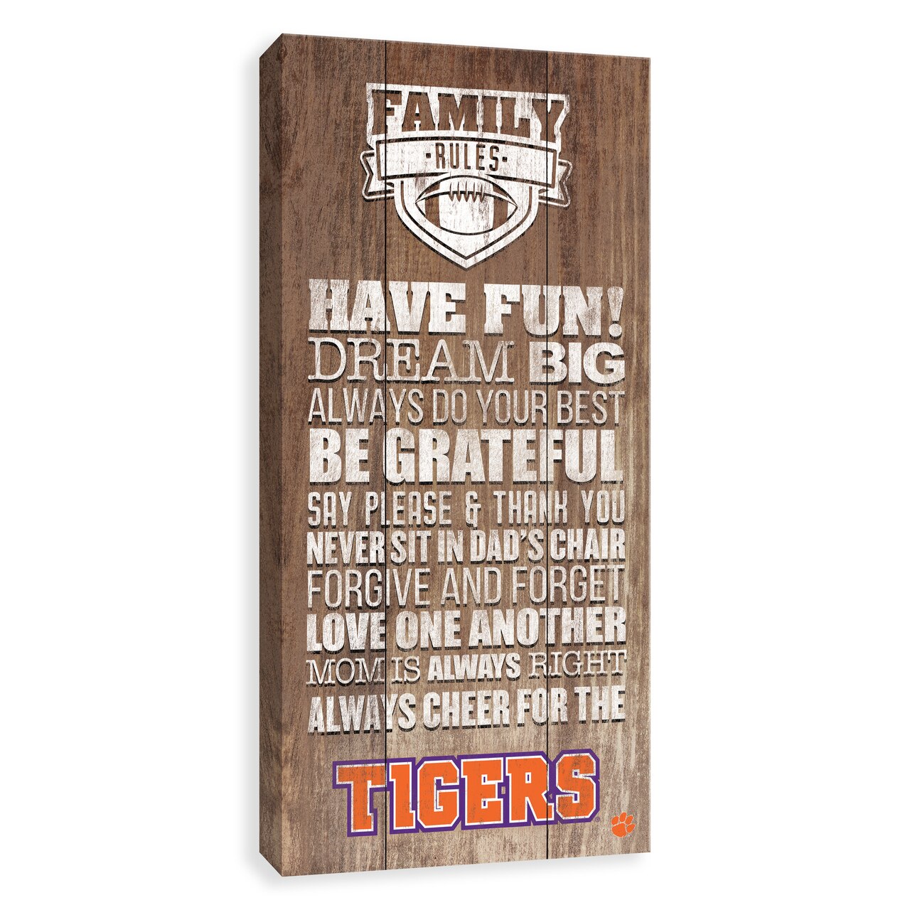 1280x1280 Clemson Tigers Family Rules Icon Wood